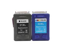 HNJFXCRO Cartouches d'encre compatibles Compatible avec HP21 HP22 HP21XL HP22XL Deskjet F380 F2280 3910 3915 3920 3930 3938 D1530 D1311 D1320(1 Set)