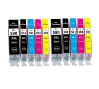 HNJFXCRO Cartouches d'encre de Remplacement, 580XXL 581XXL PGI580 CLI581, 1 Jeu de 5 pièces, compatibles avec TS6150 TS6151 TS6250 TS6251 TS6350 TS6351 TS8150(2Set (10PCS))