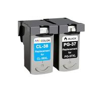 HNJFXCRO Jeu de Cartouches d'encre compatibles Compatible avec imprimantes PG37 CL38, Compatible avec MP140 MP190 MP210 MP220 MP420 IP1800 IP2600 MX300 MX310(1BK 1COLOR)
