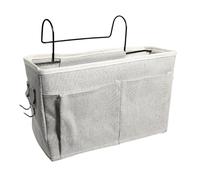 HNJKJEU Poche de lit,Panier de Lit Chevet Suspendu,Organisateur Etagere Lit en Toile Imperméable, Sac de Rangement Lit Chevet Suspendu pour Lit Superposé, Dortoirs, Rails de Lit et Chaise (Blanc)