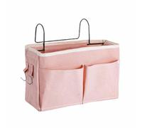 HNJKJEU Poche de lit,Panier de Lit Chevet Suspendu,Organisateur Etagere Lit en Toile Imperméable, Sac de Rangement Lit Chevet Suspendu pour Lit Superposé, Dortoirs, Rails de Lit et Chaise (Rose)