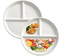 HNJZX Lot de 2 assiettes à dîner en porcelaine avec contrôle des portions de 20,3 cm pour adultes - Assiettes de régime alimentaire pour repas équilibré - Plateau de service réutilisable en céramique