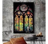 HNKDKJ Banksy vitrail garçon priant graffiti art peintures toile mur art street art photos décoration d'intérieur 90x135cm/35x53inch -avec-cadre-noir