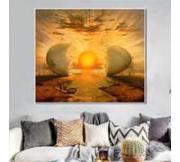 HNKDKJ Salvador Dali L'Aurore Abstrait Oeuf Rayons de Soleil Toile Peintures Affiches et Impressions Art Mural Photos pour Décoration de Salon 30x30cm/12x12inch -avec-Cadre-Doré