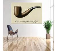 HNKDKJ Tableau abstrait contemporain surréaliste de René Magritte : Ceci n'est pas une cheminée (40 x 60 cm/16 x 24 pouces/Toile tendue)