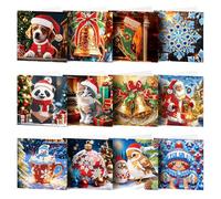 HNLMZ 5D Diamond Painting Cartes Noel,12 Pièces Carte Cadeau de Noël avec Enveloppe,5D DIY Diamant Cartes de Noël,Diamond Painting Noel Cartes Postales pour Offrir à la Famille et aux Amis (C)