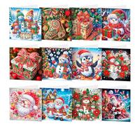 HNLMZ 5D Diamond Painting Cartes Noel,12 Pièces Carte Cadeau de Noël avec Enveloppe,5D DIY Diamant Cartes de Noël,Diamond Painting Noel Cartes Postales pour Offrir à la Famille et aux Amis (D)