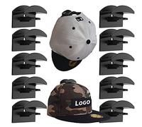 HNLMZ Crochets de Chapeaux,10 Pcs Porte de Casquette,Adhésifs Crochets Muraux pour Chapeaux,Mural Double Hook Porte-Chapeaux,Pour Chapeaux, Écharpes, Sacs, Serviettes, Casques (Noir)