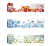 HNLMZ Washi Tape Set,3 Rollen Scrapbook Stickers,Blumen PET Washi Tape,PET Transparente Dekorative Aufkleber für Sammelalben, Tagebücher, DIY-Fotoalben und Notizblöcke Verwendet(D)