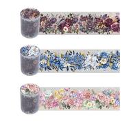 HNLMZ Washi Tape Set,3 Rollen Scrapbook Stickers,Blumen PET Washi Tape,PET Transparente Dekorative Aufkleber für Sammelalben, Tagebücher, DIY-Fotoalben und Notizblöcke Verwendet(B)
