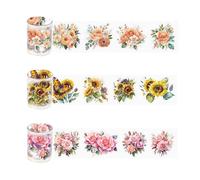 HNLMZ Washi Tape Set,3 Rollen Scrapbook Stickers,Blumen PET Washi Tape,PET Transparente Dekorative Aufkleber für Sammelalben, Tagebücher, DIY-Fotoalben und Notizblöcke Verwendet(J)