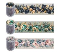 HNLMZ Washi Tape Set,3 Rollen Scrapbook Stickers,Blumen PET Washi Tape,PET Transparente Dekorative Aufkleber für Sammelalben, Tagebücher, DIY-Fotoalben und Notizblöcke Verwendet(A)