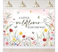 Hnmdmyi 1.5x1.2m Toile de Fond Baby Shower A Little Wildflower is on The Way Aquarelle Floral Papillon Photographie Fond Nouveau-né Baby Shower décoration de fête bannière Photo Booth Accessoires