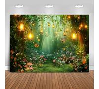 Hnmdmyi 1.8x1.2m Toile de Fond Foret enchantée Fée Pays des Merveilles Jardin Champignon Papillon Forêt Photographie Fond Princesse Filles Fête d'anniversaire Décorations de Douche de Bébé Bannière