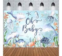 Hnmdmyi 1.8x1.2m Toile de Fond sous la mer Monde sous-Marin Océan Animal Oh Baby Fond de scène Photographie Baby Shower Kids Birthday Party Decorations Banner Photo Booth Props