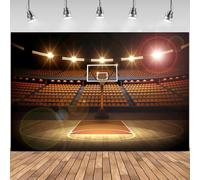 Hnmdmyi 2.1x1.5m Toile de fond basketball Terrain de basket-ball Spotlight Club de sport Stade intérieur Photographie Fond Thème de basket-ball Enfants Garçons Hommes Anniversaire Décorations Bannière
