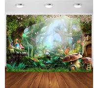 Hnmdmyi 2.1x1.5m Toile de Fond Foret enchantée Fantastique Pays des Merveilles Champignon Maison de Fée Fond de scène Photographie Filles Princesse Anniversaire Nouveau-né Baby Shower Décorations