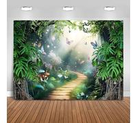 Hnmdmyi 2.1x1.5m Toile de Fond Foret enchantée Fée Pays des Merveilles Papillon Champignon Jardin Photographie Fond Princesse Filles Fête d'anniversaire Bébé Douche Décorations Photo Booth Props