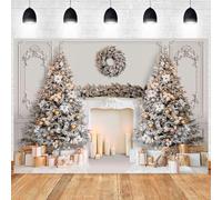 Hnmdmyi 2.1x1.5m Toile de Fond Noël Classique Intérieur Chambre Blanc Cheminée Noël Arbre Photographie Fond Famille Enfants Vacances d'hiver Nouvel an Décorations de fête Bannière Photo Booth Props