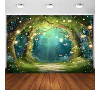 Hnmdmyi 2.4x1.8m Toile de Fond Foret enchantée Fantaisie Pays des Merveilles Forêt Papillon Fleurs Arbre Photographie Fond Princesse Fête d'anniversaire Nouveau-né Bébé Shower Décorations