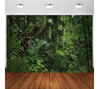Hnmdmyi 2.4x1.8m Toile de fond Jungle Tropical Rainforest Jungle Forest Tree Natural Scenery Photography Background Kids Adult Family Outdoorsy Camping Theme Party Decorations Banner Photo Booth Props