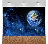Hnmdmyi 2.7x1.8m Toile de Fond Espace Univers Espace Extérieur Galaxie Étoiles Terre Fond Photographique Cosmos Planète Thème Anniversaire Baby Shower Décorations Bannière Photo Booth Props
