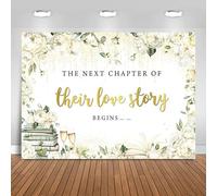 Hnmdmyi 2.7x1.8m Toile de fond mariage Blanc Floral Le prochain chapitre de leur histoire d'amour commence Photographie Arrière-plan Douche nuptiale Fiançailles Décorations de fête de mariage Bannière