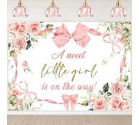 Hnmdmyi 3.6x3m Toile de Fond Baby Shower Une Douce Petite Fille est sur Le Chemin Arc Rose élégant Floral Photographie Fond Nouveau-né Baby Shower décorations de fête bannière Photo Booth Props