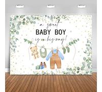 Hnmdmyi 3x2.4m Toile de Fond Baby Shower Aquarelle Vert Feuilles d'eucalyptus Points d’Or Photographie Fond Nouveau-né Baby Shower décorations de fête bannière Photo Booth Accessoires