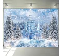 Hnmdmyi 3x2m Toile de Fond Hiver Château de Glace Flocon De Neige Forêt Enneigée Pays des Merveilles d'hiver Photographie Fond Famille Enfants Vacances de Noël Décorations de Fête du Nouvel an