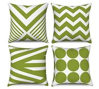 Hnmdmyi Housse de Coussin Vert 40x40 Set de 4, Modernes Abstraits Motif géométrique décoratif Housses de Coussin en Lin Housse de Coussin carrée pour canapé lit Jardin extérieur Home Decor