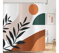 Hnmdmyi Rideau de Douche Boho 120x200, Mid Century Abstract Eucalyptus Feuilles Soleil Terracotta Rideau de Baignoire Moderne Esthétique Art Minimaliste Imperméable Tissu Lavable Rideau de Bain