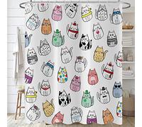 Hnmdmyi Rideau de Douche Chat 120x180, Drôle d'animal de Dessin animé Chaton coloré Beaux Animaux de Compagnie Enfants garçons Filles Rideau de Bain imperméable Tissu Polyester Lavable Rideau de Bain