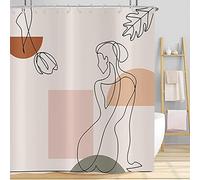 Hnmdmyi Rideau de Douche Femme Abstraite 180x200, Boho Mid Century Baignoire Minimaliste Moderne Fleur Plante Terracotta Esthétique Fille Imperméable Polyester Tissu Lavable