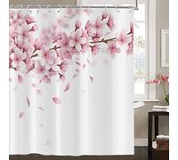 Hnmdmyi Rideau de Douche Fleurs de Cerisier 120x180, Rideau de Douche Rose Fleurs Japonais Style Asiatique Sakura Art Rideau de Baignoire Imperméable Tissu Polyester Lavable Rideau de Bain