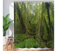 Hnmdmyi Rideau de Douche Forêt 120x200, Jungle Tropicale Forêt Pluviale Arbre Vert Plante Nature Paysage Scénario Baignoire Étanche Tissu Polyester Lavable pour Salle de Bain