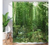 Hnmdmyi Rideau de Douche Forêt 180x200, Jungle Tropicale Forêt Pluviale Arbre Vert Plante Nature Paysage Scénario Baignoire Étanche Tissu Polyester Lavable pour Salle de Bain