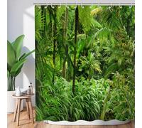 Hnmdmyi Rideau de Douche forêt 200x180, Jungle Tropicale Forêt Pluviale Arbre Vert Plante Nature Paysage Scénario Baignoire Rideau étanche Tissu Polyester Lavable Rideau de Bain pour Salle de Bain