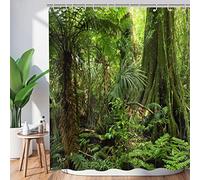 Hnmdmyi Rideau de Douche Forêt Tropicale 180x180 - Jungle, Forêt Pluviale, Arbre Vert, Plante, Nature, Paysage - Tissu Polyester Étanche Lavable pour Salle de Bain