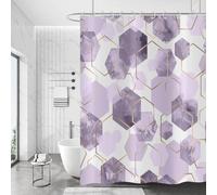 Hnmdmyi Rideau de Douche Lavande 180x200, Moderne Géométrique Hexagone Art Abstrait Imperméable Tissu Polyester Lavable Rideau de Bain avec Crochets
