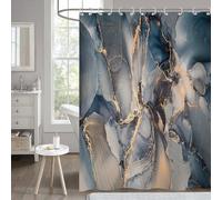 Hnmdmyi Rideau de Douche Marbre 120x200 - Abstrait Bleu Marine Gris Or Scintillant, Moderne Luxe Ombre Cristal Texture Art, Imperméable Polyester Tissu Lavable avec Crochets