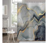 Hnmdmyi Rideau de Douche Marbre 120x200, Gris et Or Scintillant Rideau de Douche Abstrait Déchirure Encre Texture Moderne Luxe Art Rideau de Baignoire Etanche Polyester Tissu Lavable Rideau de Bain