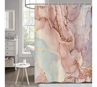 Hnmdmyi Rideau de Douche Marbre Rose 180x180, Violet Or Scintillant Rideau de Douche Abstrait Moderne Luxe Aquarelle Encre Art Rideau de Baignoire Imperméable Polyester Tissu Lavable Rideau de Bain