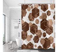 Hnmdmyi Rideau de Douche Marron 180x180, Moderne Géométrique Hexagone Art Abstrait Imperméable Tissu Polyester Lavable Rideau de Bain avec Crochets