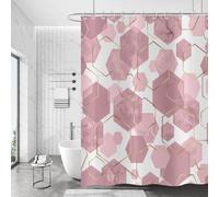 Hnmdmyi Rideau de Douche Rose 90x180, Moderne Géométrique Hexagone Art Abstrait Imperméable Tissu Polyester Lavable Rideau de Bain avec Crochets
