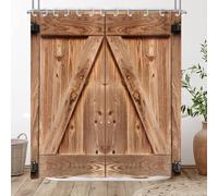 Hnmdmyi Rideau de Douche Rustique 120x180, Ferme Bois Garage Porte Grange Rideau de Douche Brun Campagne Vintage œuvre d'art Rideau de Baignoire imperméable Polyester Tissu Lavable Rideau de Bain