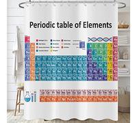 Hnmdmyi Rideau de Douche Tableau périodique 180x180, Coloré Science Technologie Éducation Chimie École Étudiant Rideau de Baignoire Étanche Tissu Polyester Lavable Rideau de Bain avec Crochets