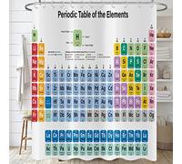 Hnmdmyi Rideau de Douche Tableau périodique 180x220, Coloré Science Technologie Éducation Chimie École Étudiant Rideau de Baignoire Étanche Tissu Polyester Lavable Rideau de Bain avec Crochets
