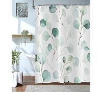 Hnmdmyi Rideau de Douche Vert Feuilles 180x180, Sauge Eucalyptus Aquarelle Plante Botanique, Imperméable Polyester Tissu Lavable pour Baignoire
