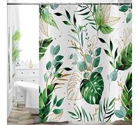 Hnmdmyi Rideau de Douche Vert Feuilles 180x200, Tropical Eucalyptus Botanique Abstrait Boho Aquarelle, Imperméable Polyester Tissu pour Baignoire
